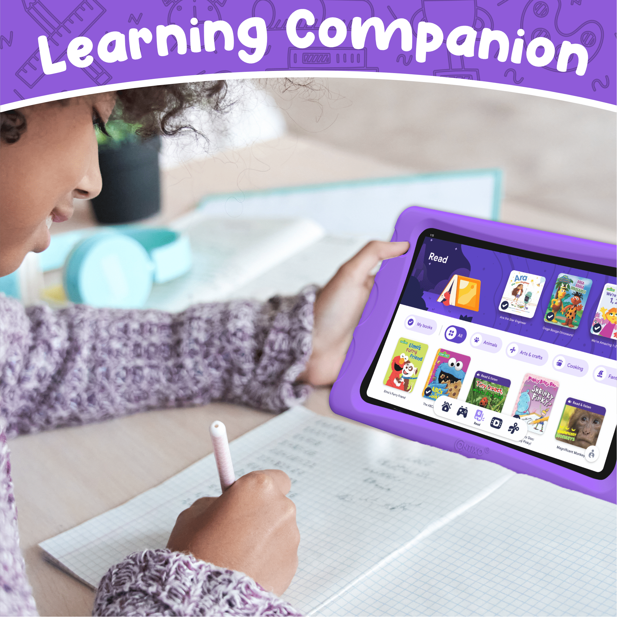 Contixo K80A Kids Tablets, Education Tablets for Kids with Kid-Proof Tablet Case, 8”, Purple