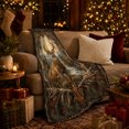 thumbnail image 3 of Stag in Forest Stream with Antler Branch Border, Regal Rustic Wildlife Art for Deer Lovers, Warm Flannel Blanket for Cabin and Lodge, Father's Day Gift, Home Decor, 3 of 9