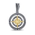 thumbnail image 2 of Bling Jewelry Mens Unisex Viking Compass Pendant Necklace Two-Tone Sterling Silver with Chain, 2 of 5