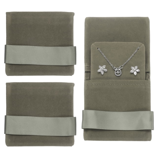 Bolso de joyería de terciopelo Uxcell con almohadilla de inserción 3.5 x 3.3 pulgadas bolsa de almacenamiento de regalo para joyas suaves