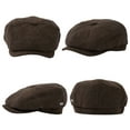 thumbnail image 6 of TOP-EX L/XL/XXL Mens Wool Tweed Newsboy Cap 8 Panel Flat Gatsby Driving Hat Brown Herringbone 3XL, 6 of 7