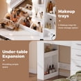 thumbnail image 6 of JULY'S SONG 37" White Vanity Desk with Mirror and Lights Makeup Vanity Table with 5 Drawers & Storage Shelves Cabinet, Dressing Table with Power Outlet for Bedroom Dressing Room, 6 of 9