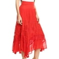 thumbnail image 3 of Sakkas Collina Boho Gypsy Dance Casual Lace Skirt Santorini Travel Summer - Red - XL, 3 of 5