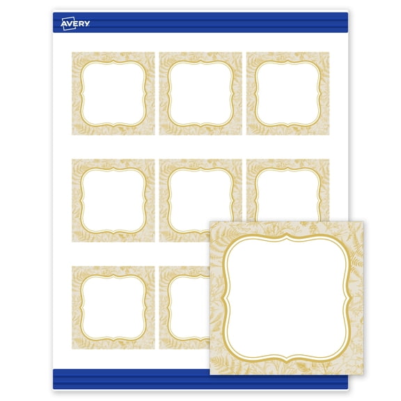 Avery Business Cards, 2.5" x 2.5", Flourish Gold Florals, Matte