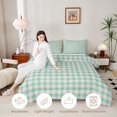 thumbnail image 3 of Manfei Classic Plaid Full Size Comforter Sets,Vintage Checkered Bedding Comforter Set,Pink Green,Pink Reversible,3-Piece,1 Comforter and 2 Pillowcases,3-Piece,1 Comforter and 2 Pillowcases, 3 of 7