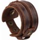 thumbnail image 1 of Pulsera de cuero genuino estilo punk marrón, estilo gótico, ancho, de piel de vaca, ajustable, hecha a mano, con cierre a presión., 1 of 9