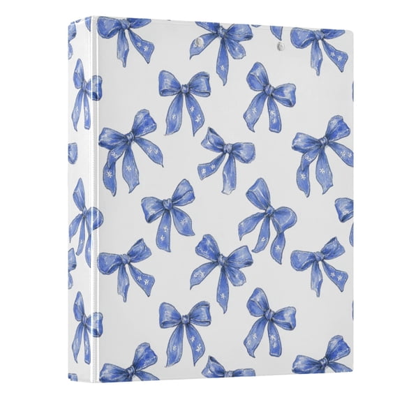 Three Ring Binder Blue Bows and Flower 1.5 inch Round Binder D-Rings for Office Supplies and More