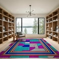 thumbnail image 2 of ODIKA 9'x12' Washable Area Rug Non-Shedding, Easy Care Memphis Bold Border Hip Blocks Retro Interlocking Squiggle Funky 80S Refined for Master Suite, California King, Under Bed, 2 of 7