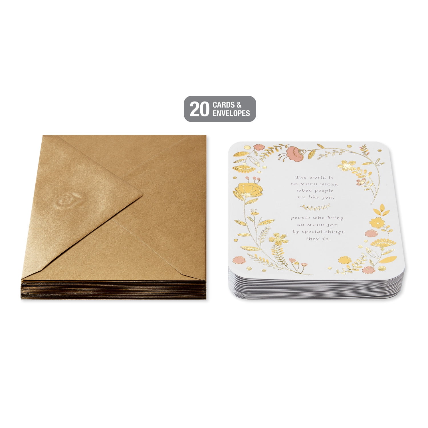 American Greetings Thank You Stationery with Envelopes, Floral Border (20-Count)