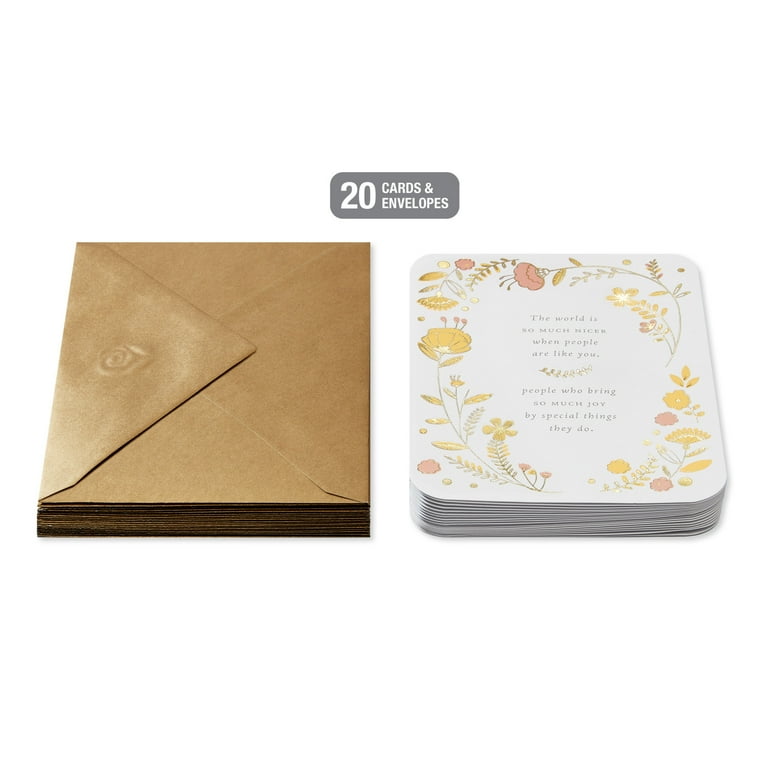 American Greetings Thank You Stationery with Envelopes, Gold Floral Border (20-Count)