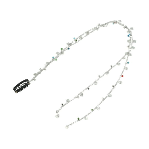 Unique Bargains 1 Pc Braided Hair Chain Heart Rhinestone Braid Hair Accessories for Women Silver Tone