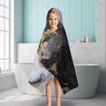 thumbnail image 6 of Black White Gold Marble Pattern Hooded Bath Towel，50"x30" for Ages 3 To 12 Kids, Quick Dry Lightweight Soft Microfiber Hood Beach Towel Cover Up for Kids, 6 of 7