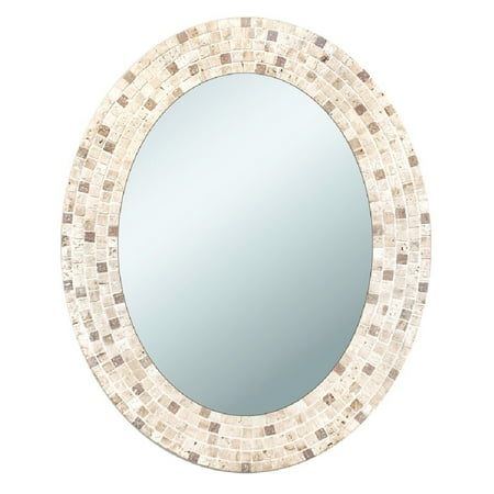 Headwest Inc Travertine Mosaic Oval Wall Mirror Natural 24 X 30