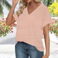 thumbnail image 2 of Womens Summer V-neck Tops Rolled Short Dolman Sleeve Tee Shirts Plain Tshirt Casual Fashion Clothes (2XL, Orange), 2 of 6