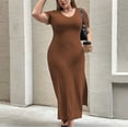 thumbnail image 5 of Plus Size Dresses for Women 2026 Fashion Loose Round Neck Sleeveless Pocket Solid Color Irregular Dress, 5 of 7