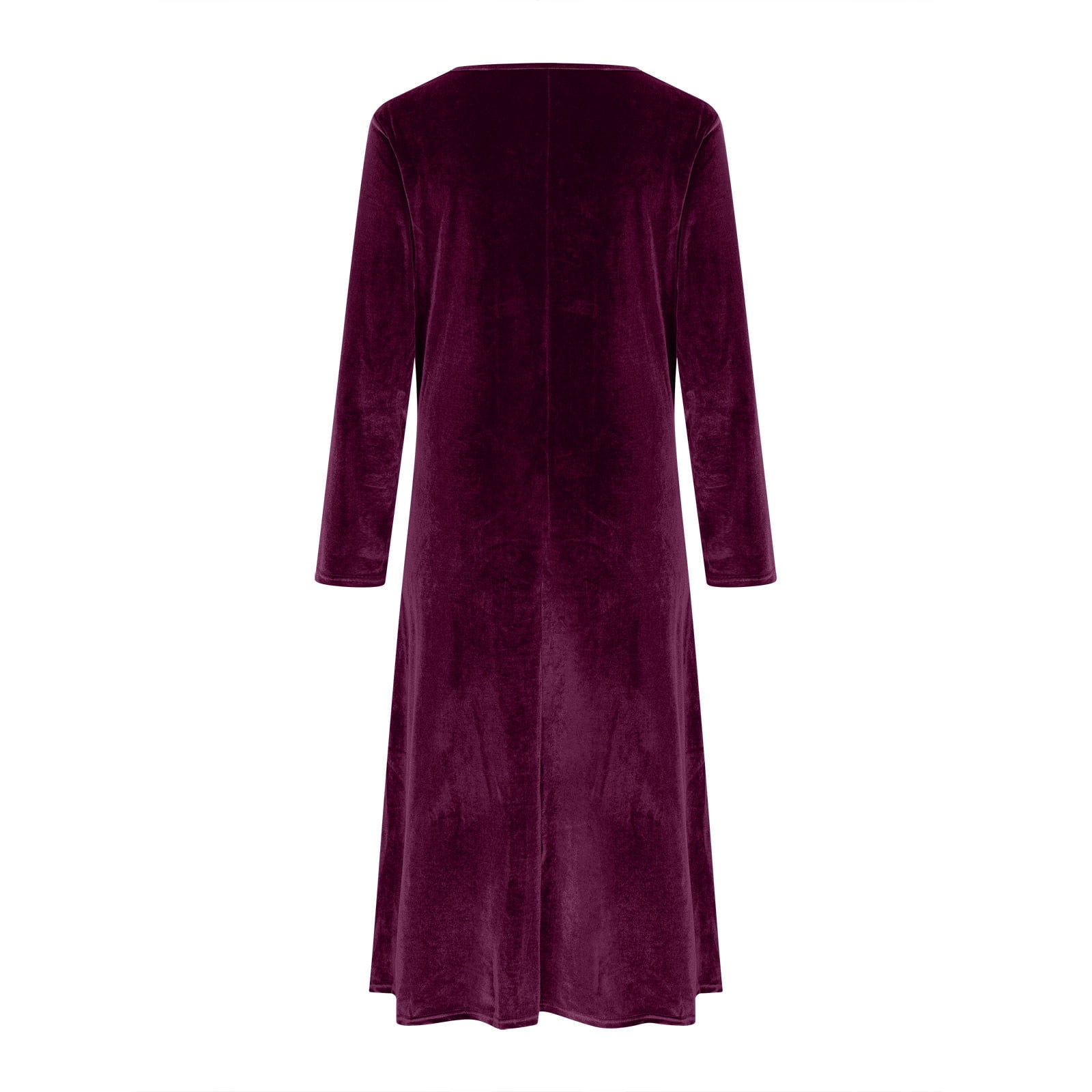 Arnsht Velvet Dress for Women Casual Crewneck Shirt Dresses Elegant Fall and Winter Solid Color Long Sleeve Maxi Dress Red XL