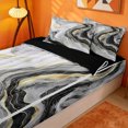 thumbnail image 3 of meiyoeat Modern Marble Art Zipper Twin Comforter Sets with Fitted Sheet and 2 Pillowcases For Women Men,Abstract Swirl Design Zipper Bedding Set For Adults,Black Reversible,4-Piece, 3 of 7