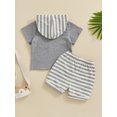 thumbnail image 5 of FEORJGP Toddler Boys Summer Outfit 0-3Y Infant Baby Short Sleeve T-shirt Hoodies Sweatshirt Pocket Hooded Tops and Drawstring Striped Shorts Sets Newborn Loose Casual Daily Clothes, 5 of 9
