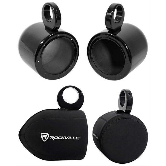 Pair Rockville MAC65B 6.5" Black Aluminum Wakeboard Tower Speaker Pods Covers