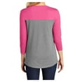 thumbnail image 2 of Womens Juniors Rally 3/4-Sleeve Cotton Tee Dark Fuchsia/ Grey Frost Medium, 2 of 6