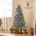 thumbnail image 2 of Patiojoy 6 FT Artificial Christmas Tree Pre-lit Xmas Tree with  Branch Tips LED Lights Silver Tinsel Leaves, 2 of 9