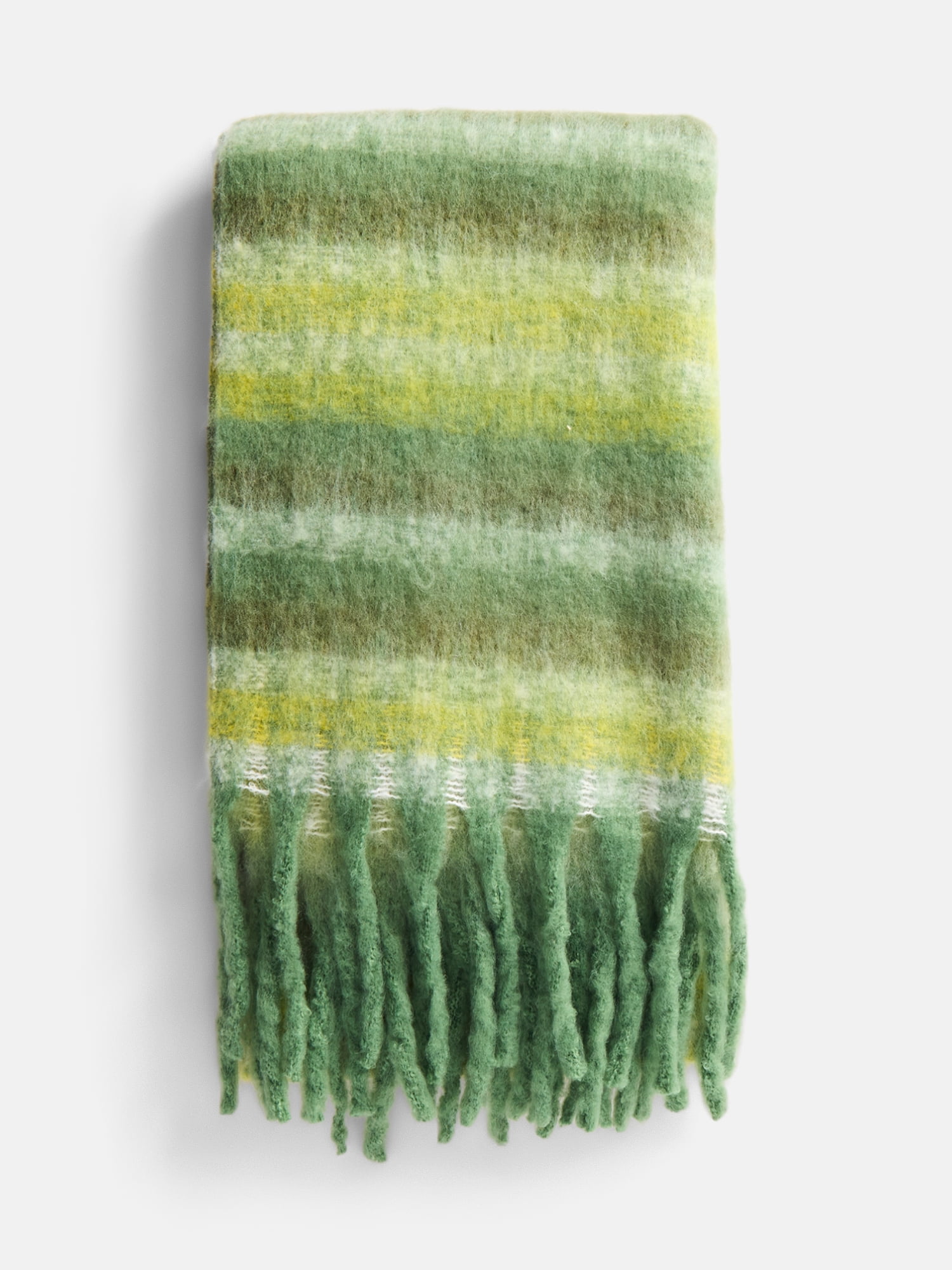 Scenario Women's Variegated Striped Scarf with Fringe Trim