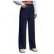thumbnail image 1 of Pantalones de trabajo de cintura alta para mujer - Pantalones elásticos rectos de pierna ancha con botones y bolsillos, 1 of 5