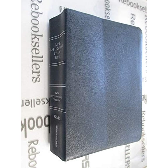 Pre-Owned Holy Bible: Niv Life Application Bible/Large Print/Navy Bonded Leather/Plain Paperback