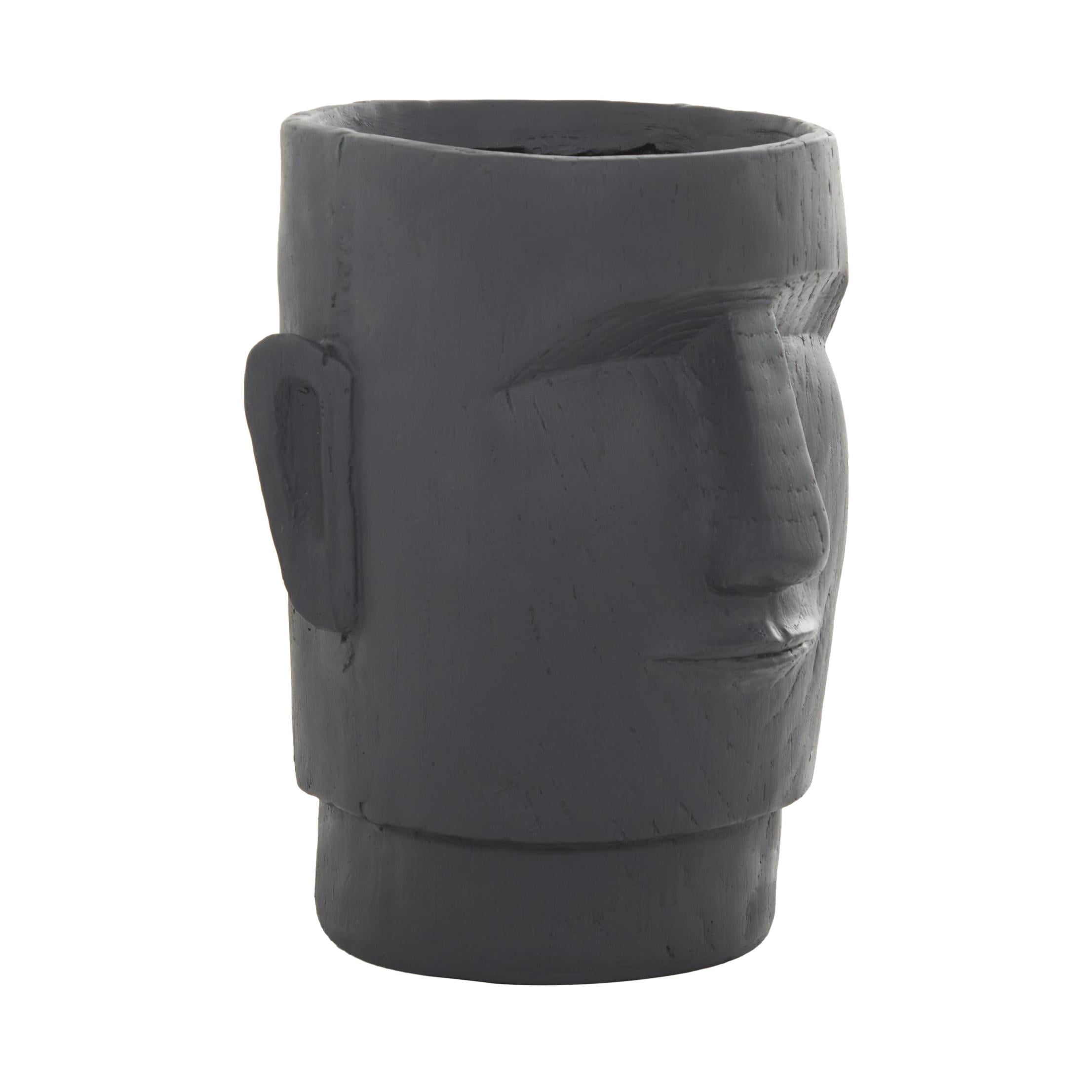 DecMode 13" x 18" Easter Island Dark Gray Magnesium Oxide Face Planter