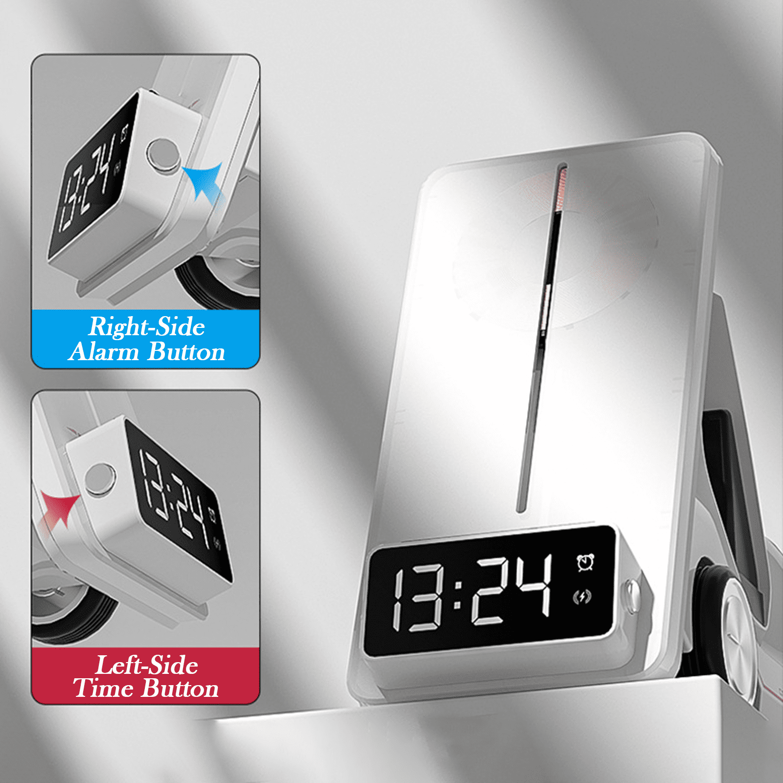 4 in 1 Wireless Charging Station Alarm Clock, Charging Dock for Apple Devices, Charger Stand for iPhone 16 15 14 13 12 11 Pro Max for Apple Watch & AirPods