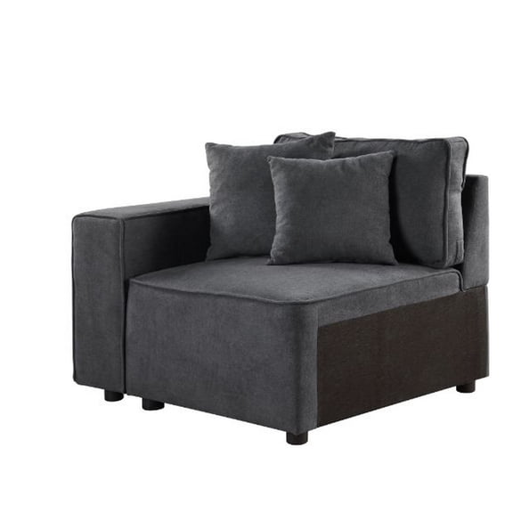 Benjara Modular Left Facing Chair with Loose Back Pillow, Gray