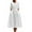 White, variant on Aobny Flowy Womens Summer Dresses Modest Blue T-Shirt 3/4 Sleeve Embroidered V-Neck Midi Retro Dresses for Women