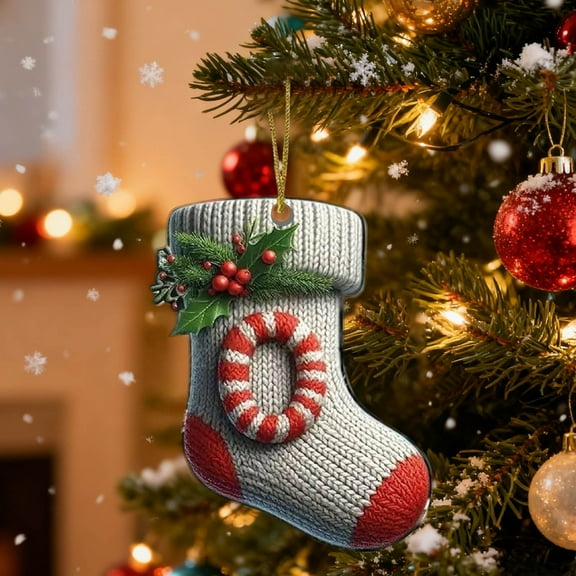 Christmas Decor,26 Letters Acrylic Christmas Stocking Ornaments Style Hanging Decor for Christmas Tree Festive Holiday Gift,O,Free Size