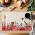thumbnail image 2 of Valentine's Day Placemats Set of 2, Roses Eucalyptus Leaf Watercolor Rustic Non-Slip Place Mats Washable Table Mats for Kitchen Dining Table Decorations Indoor/Outdoor, 2 of 9