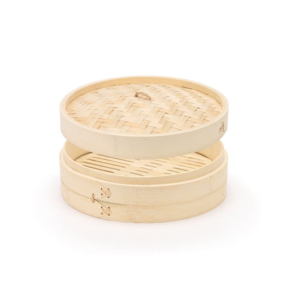 Bamboo Steamer Basket 7 Inch, Handmade Steamer Tray, Traditional Dumpling Steamer, Bun Steamer, Household Food Cooking Steamer, Steam Basket for Dim Sum, Bao Buns & Vegetable & Food,Basket Body Lid