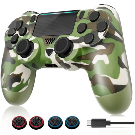 Wireless Game Controller Compatible with PS4/Slim/Pro with Upgraded Joystick - Green Camo