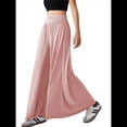 thumbnail image 3 of Pantalones Anchos para Mujer, Cintura Alta Elástica, Informales, Holgados, Estilo Palazzo, con Bolsillos, Holgados, Largos, de Otoño Rosa M, 3 of 7