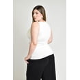 thumbnail image 3 of Blusa satinada con broche Roman Fashion /Tallas Extras, 1914 (Hueso) blanco 40, 3 of 6