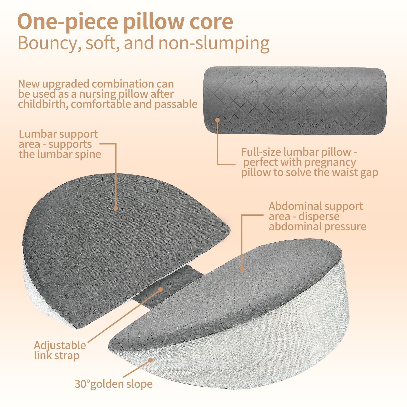 AMTPM Pregnancy Pillows for Sleeping, Upgraded Memory Foam Maternity Pillow, Pregnancy Body Pillow for Pregnant Women with Cooling Removable, Washable Cover, Support for Belly