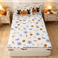 thumbnail image 4 of Erosebridal Cute Black Cats Zipper Twin Comforter Sets with Fitted Sheet and 2 Pillowcases, Halloween Pumpkin Bat Zipper Bedding Set for Boys Girls, Orange Cream Black, Halloween Reversible, 4 of 7