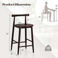 thumbnail image 3 of Costway Bar Chair Counter Height Stools Set of 2 with Acacia Wood Frame Supporting Legs Brown, 3 of 8