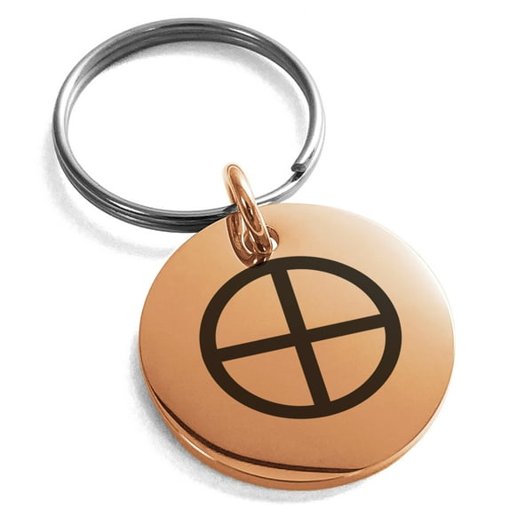 Stainless Steel Solar System Planetary Earth Engraved Small Medallion Circle Charm Keychain Keyring