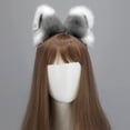 thumbnail image 5 of Juego de orejas y cola de mapache, lobo y gato, cola peluda de animal, diademas con orejas, disfraz de Halloween y Navidad (blanco + gris), 5 of 5
