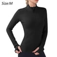 thumbnail image 2 of Ropa deportiva negra, top deportivo de manga larga para mujer, ropa para correr, ropa de yoga MFZFUKR BST3016113-2, 2 of 6