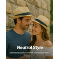 thumbnail image 6 of Zylioo Small Size Straw Fedora Hat Packable Short Brim Roll Up Trilby Hat Petite Heads Summer Beach Sun Hat UPF 50+, 6 of 7