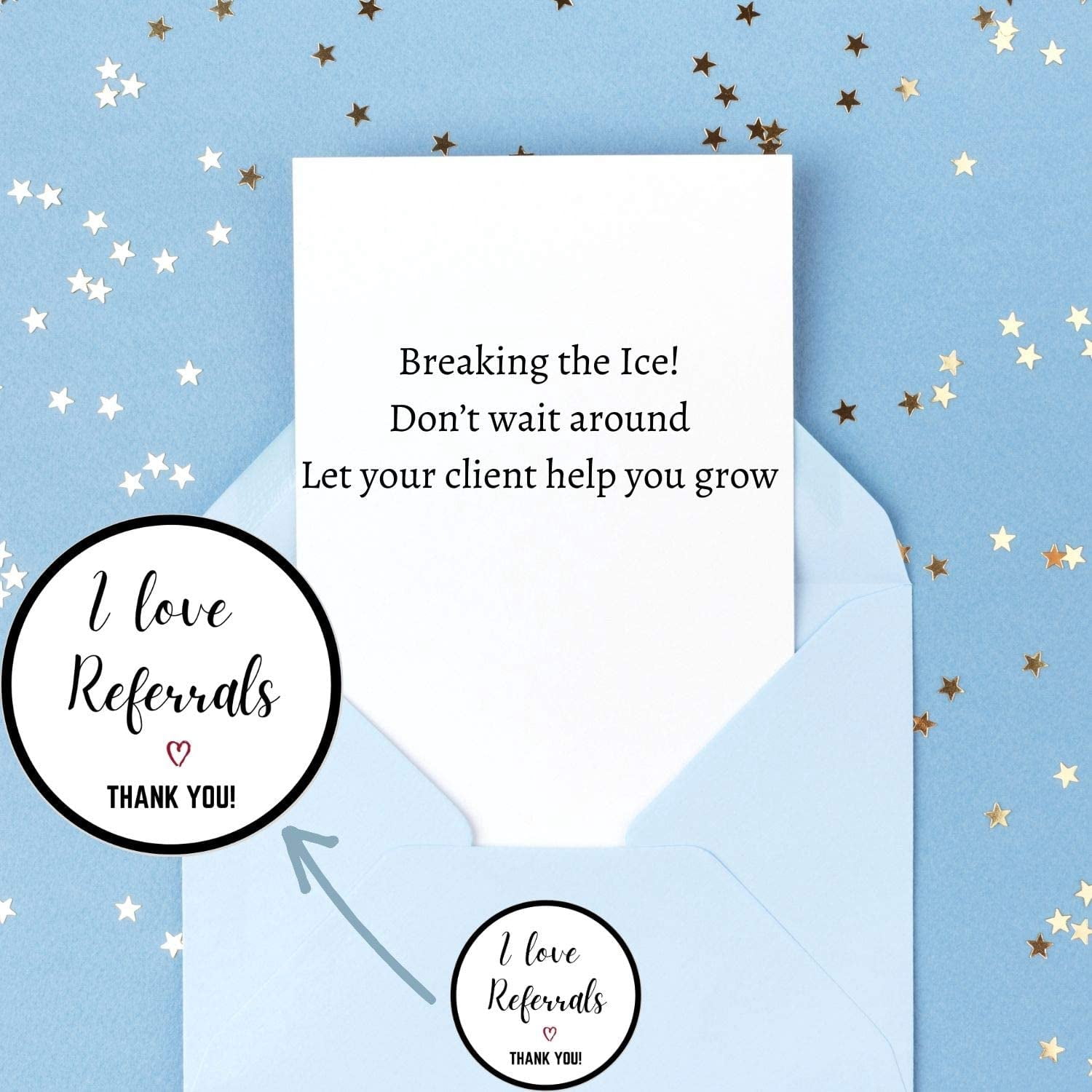 I Love Referrals Stickers Roll | Thank You | 1.5 inch | Waterproof | 500 Labels for Real Estate Agent Supplies, Realtor Supplies, Salon, Small Business Mailer Seal Stickers