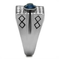 thumbnail image 4 of Mens Ring Silver Blue Stainless Steel Ring with Top Grade Synthetic Sapphire in Montana, 4 of 7