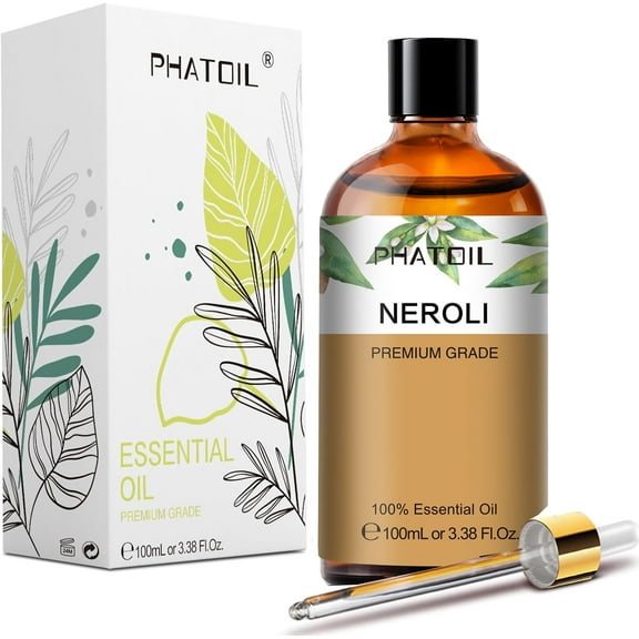 PHATOIL 3.38 Fl Oz Neroli Essential Oil for Diffuser Skin, 100% Pure Natural Neroli Oil for Aromatherapy, Candle, Bath Bomb & Soap Making Scent DIY, Floral Scent