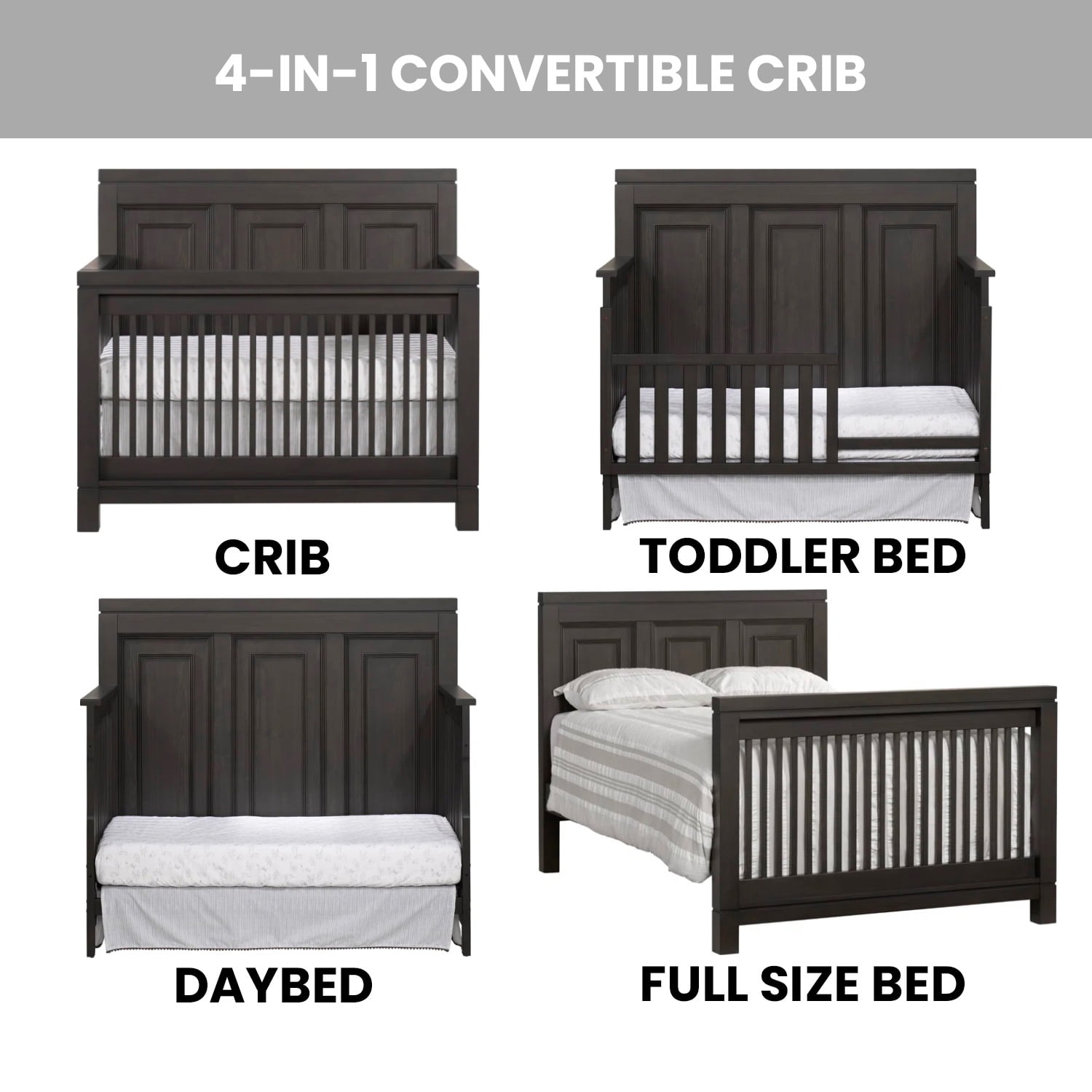 Soho Baby Manchester 4-in-1 Convertible Crib, Black Iron, GreenGuard Gold Certified