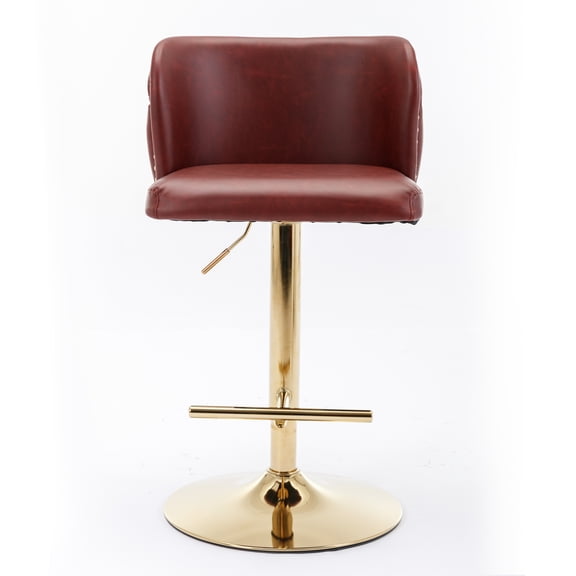 Swivel Barstools Adjusatble Seat Height, Modern PU Upholstered Bar Stools with the whole Back Tufted, for Home Pub and Kitchen Island（Wine Red, Burgundy, Set of 2)